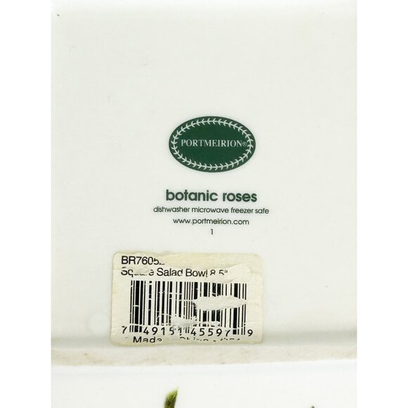 Portmeirion Botanic Garden Roses "Warm Wishes" 8 5/8" Square Serving Dish - Picture 7 of 7